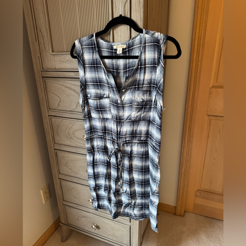 Blue and White Plaid Tank Dress